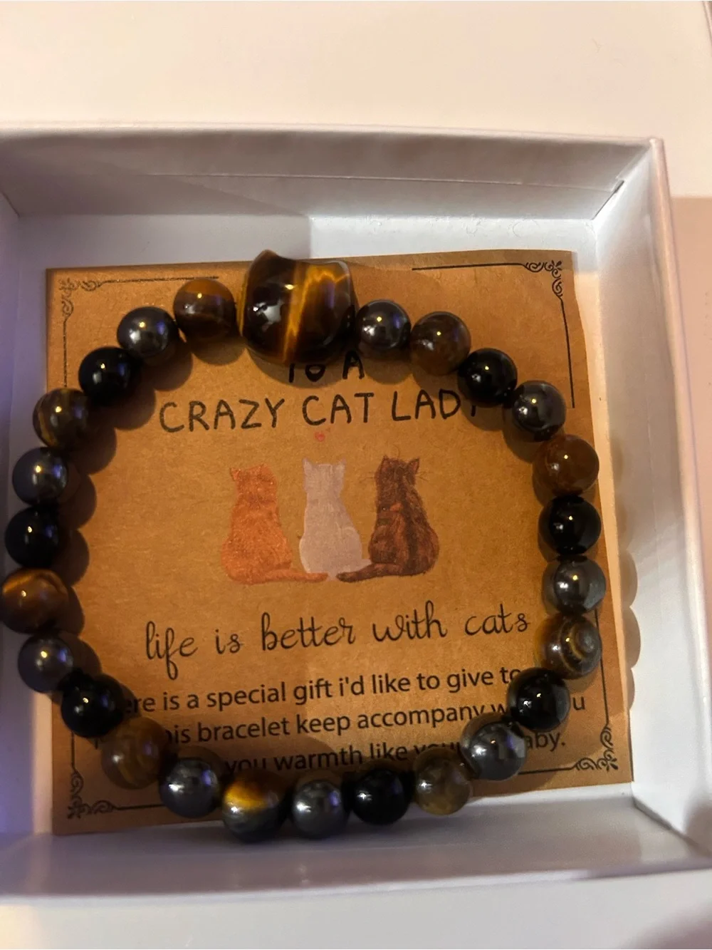 Tiger Eye Beaded Bracelet - Brown & Black